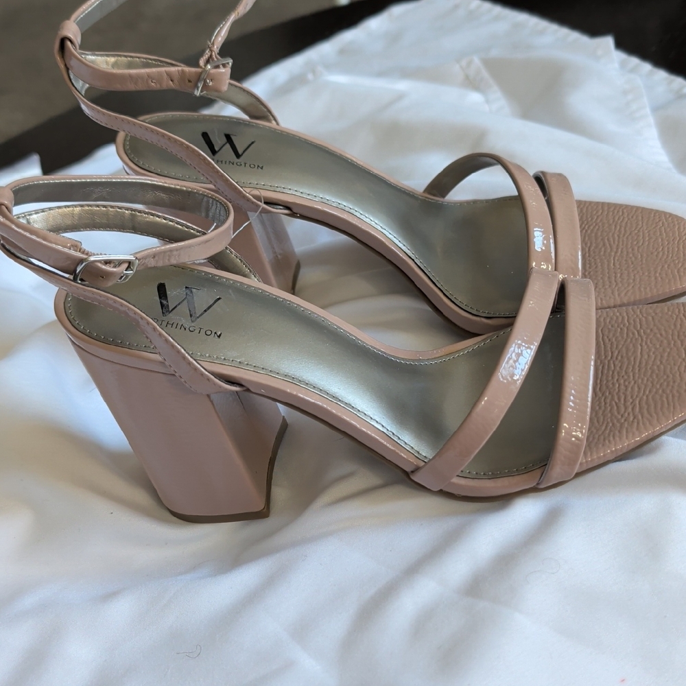 Worthington Blush Patent Block Heel Sandals
